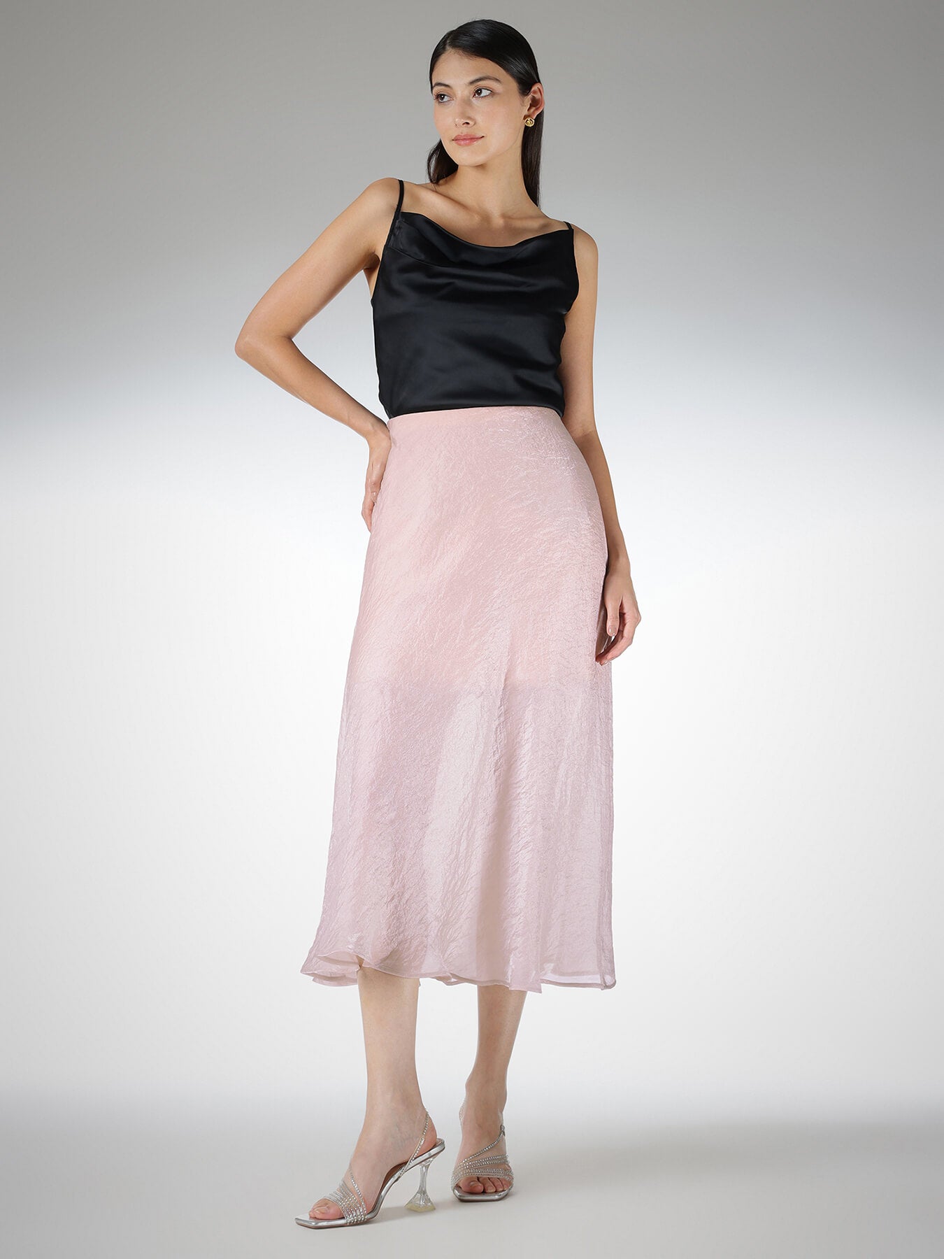 Sheer Midi Skirt - Silver