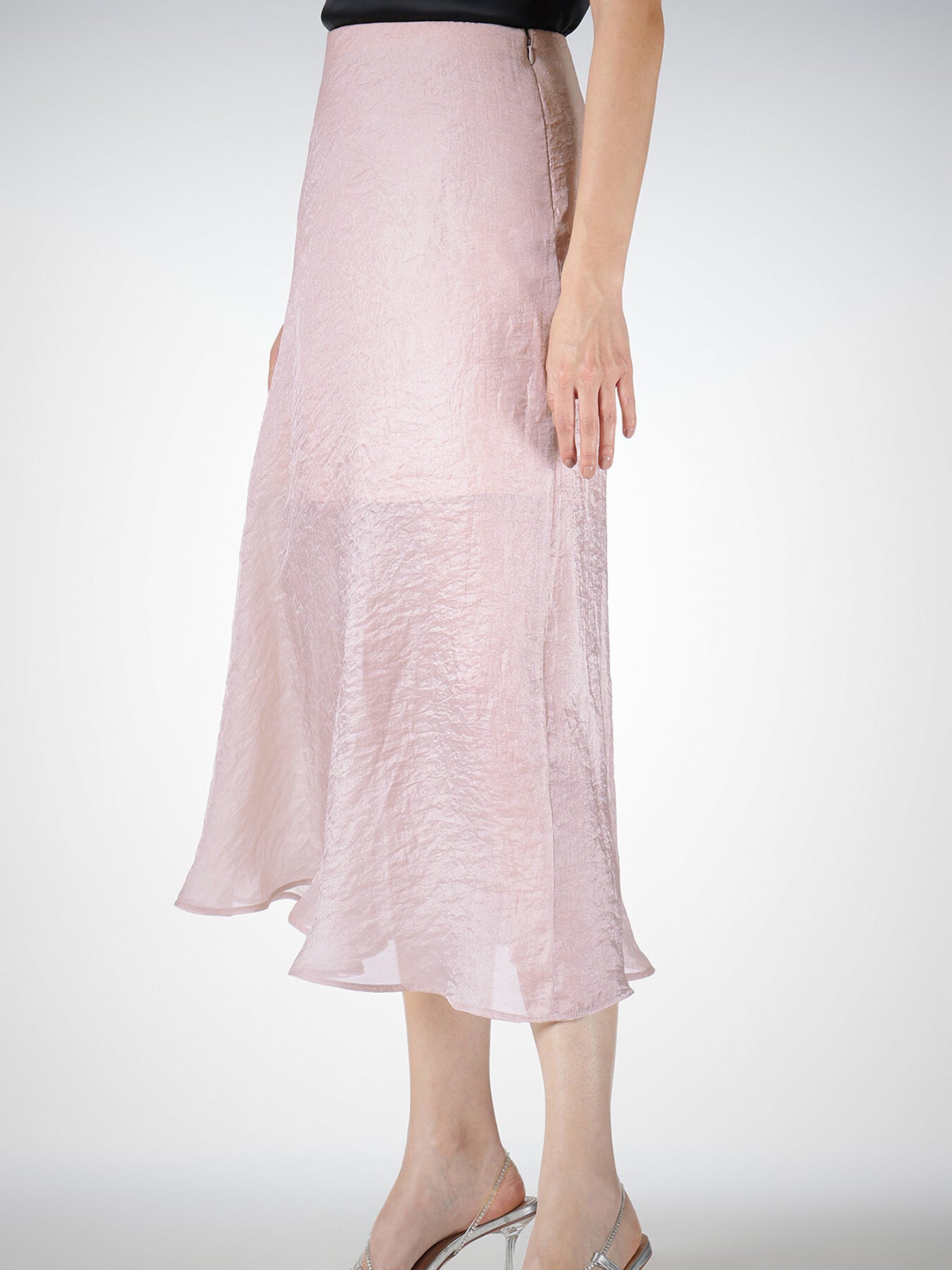 Sheer Midi Skirt - Silver