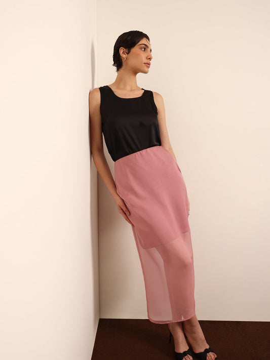 Organza Midi Skirt - Dusky Pink