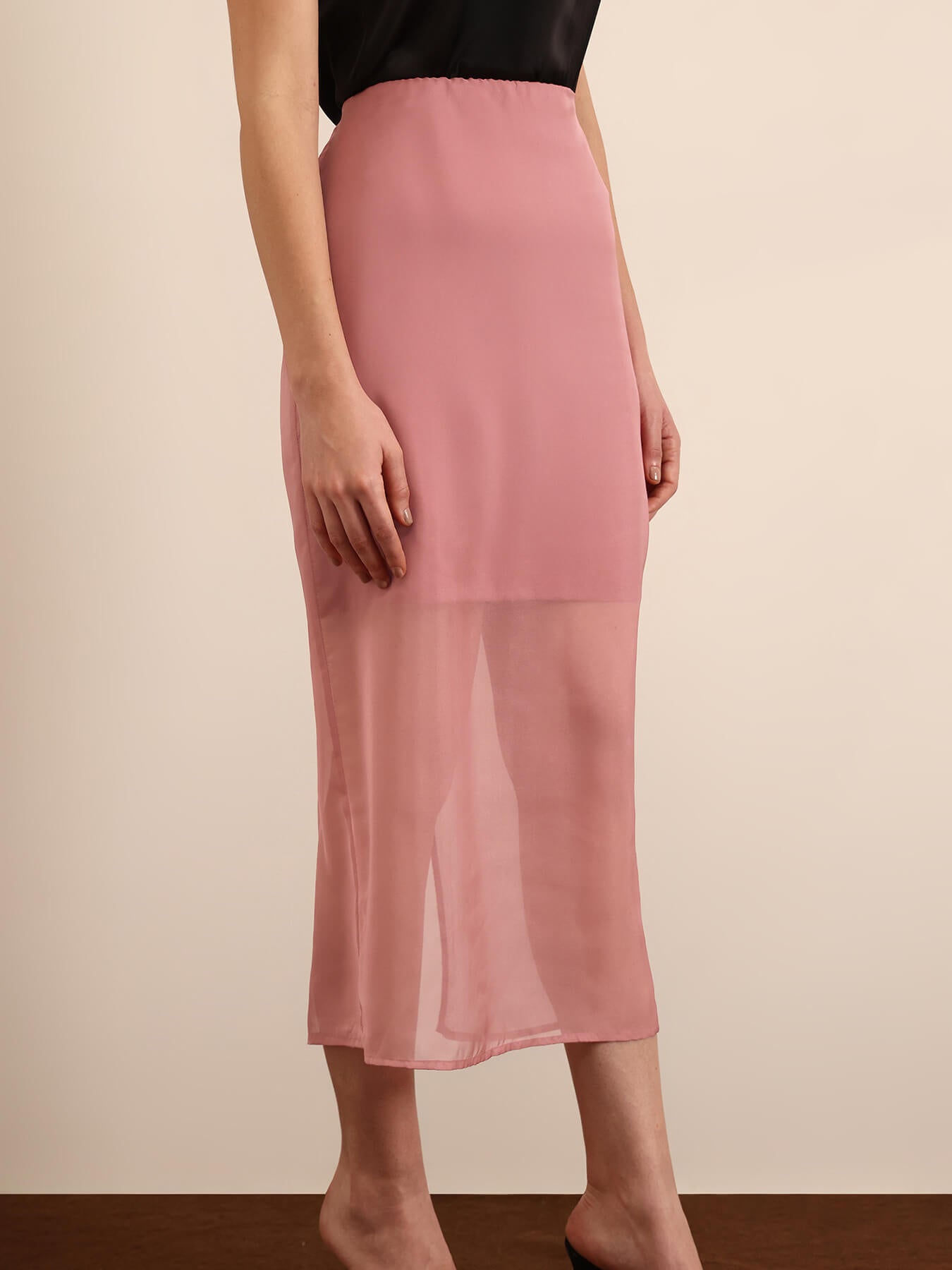 Organza Midi Skirt - Dusky Pink
