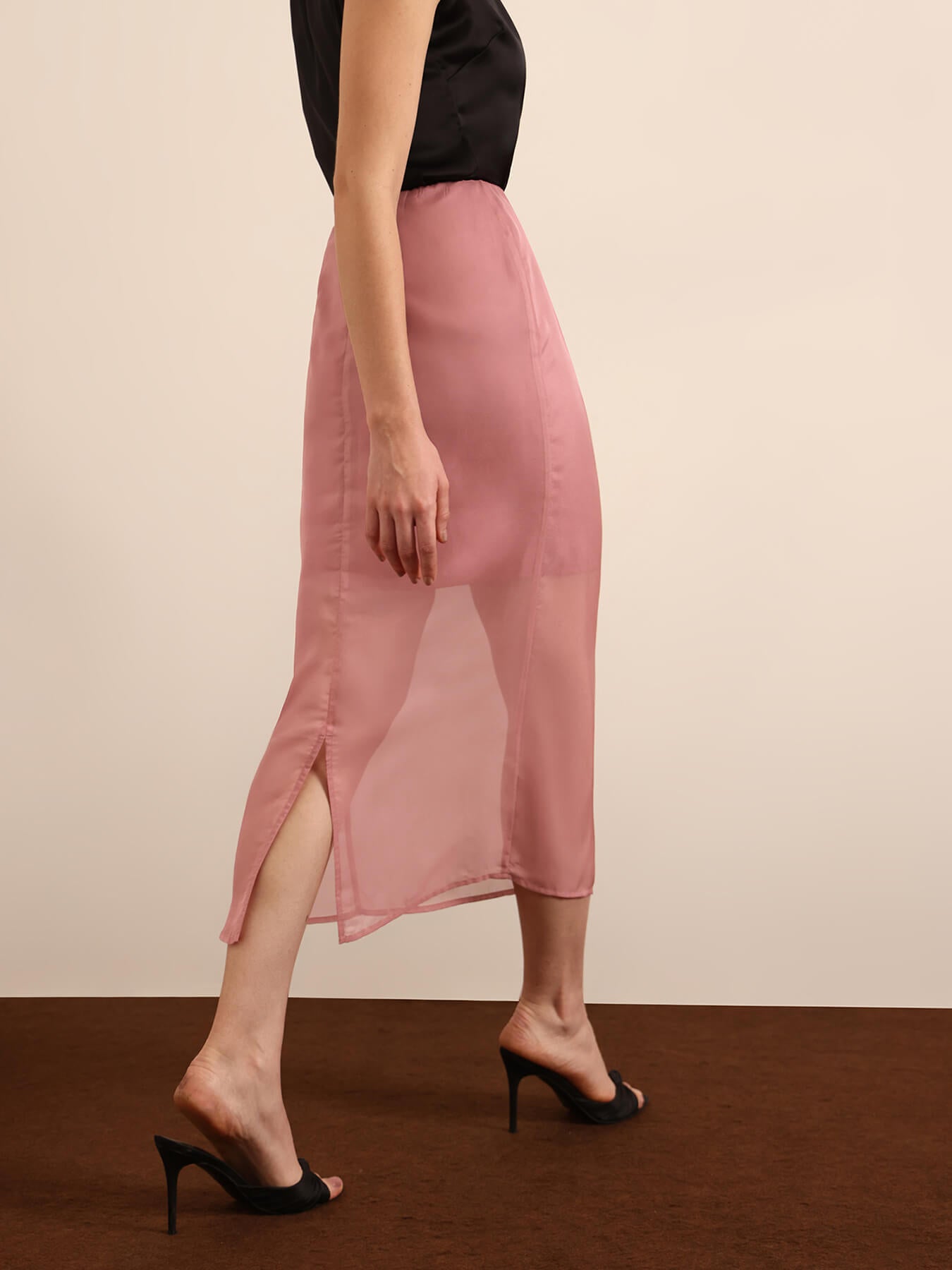 Organza Midi Skirt - Dusky Pink