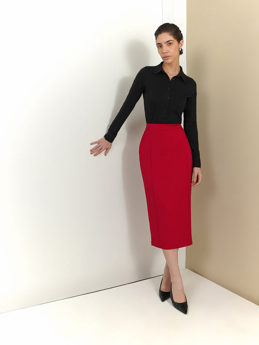 Straight Fit Skirt - Red
