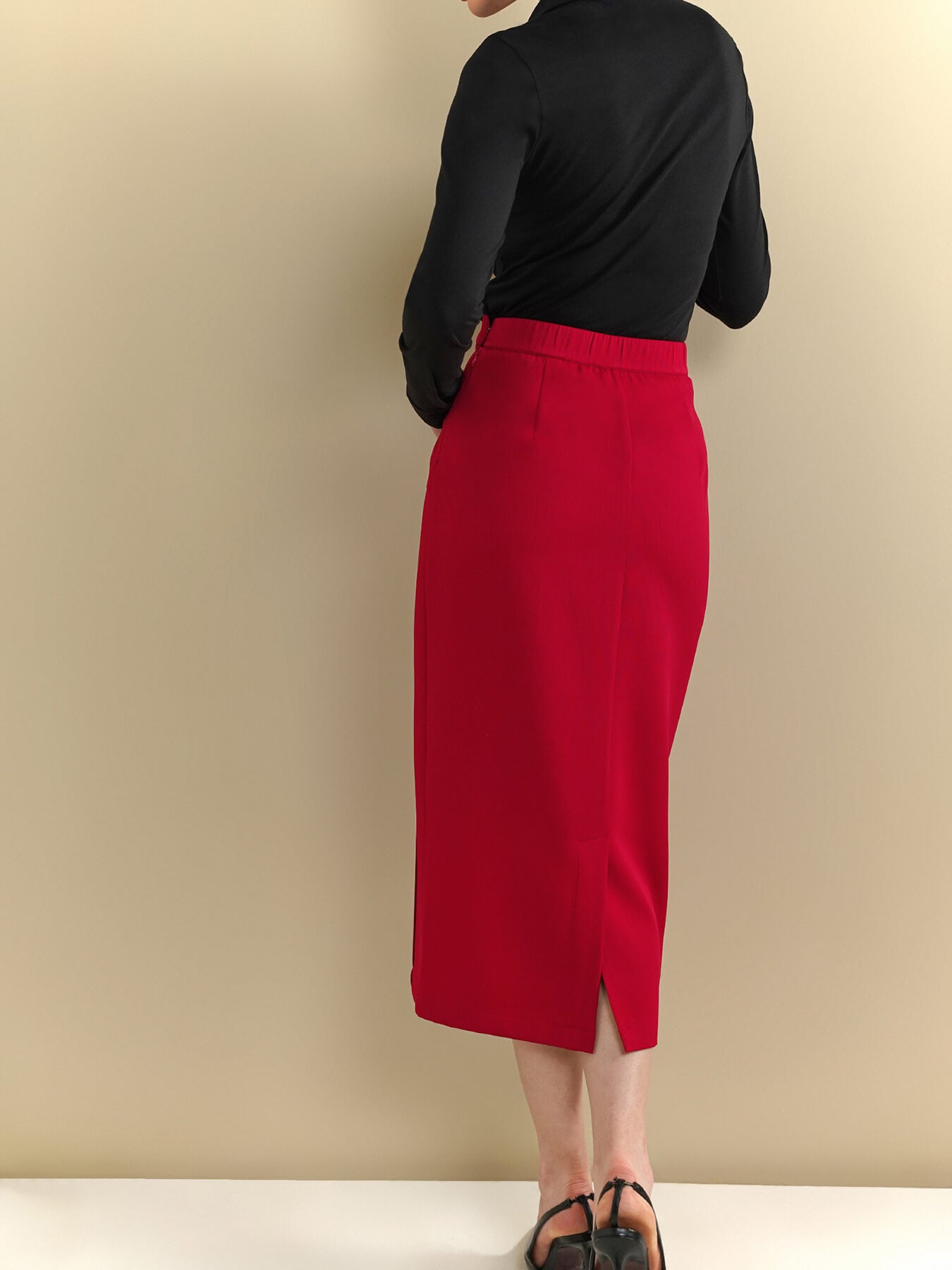 Straight Fit Skirt - Red