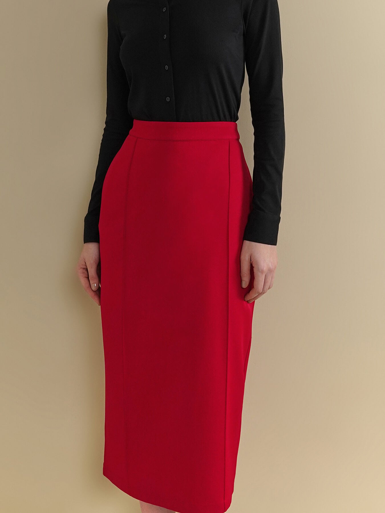 Straight Fit Skirt - Red