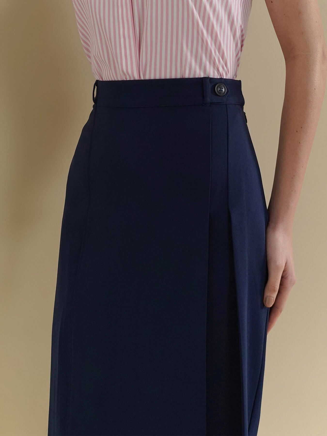 A-Line Pleated Skirt - Navy Blue