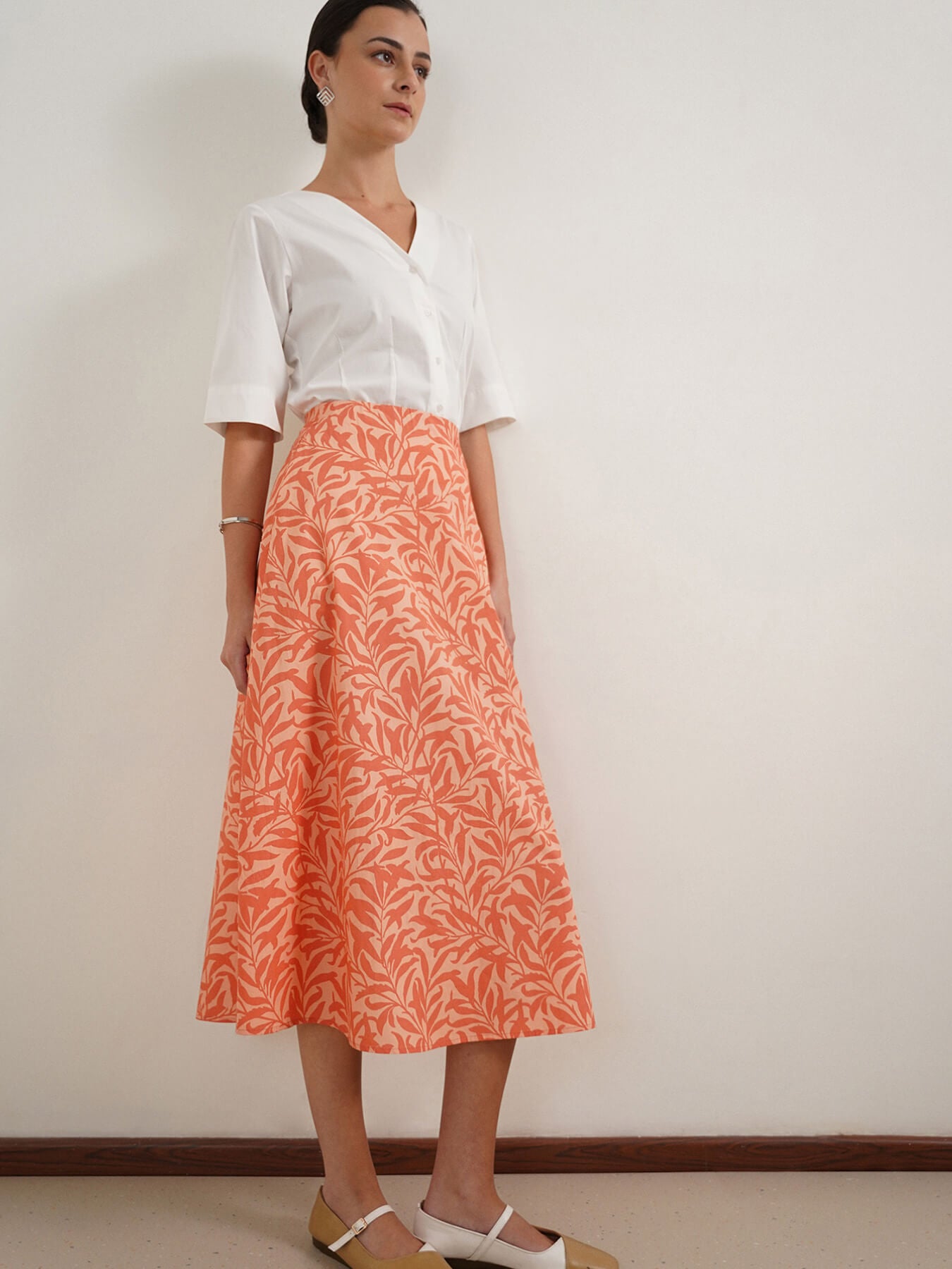 Cotton A-Line Skirt - Peach
