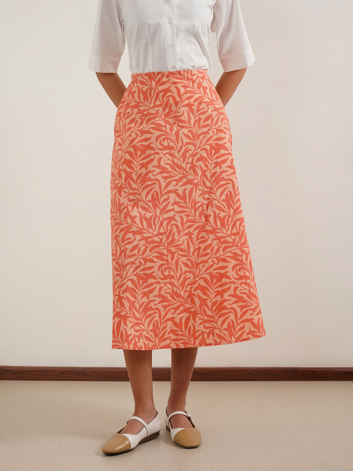 Cotton A-Line Skirt - Peach