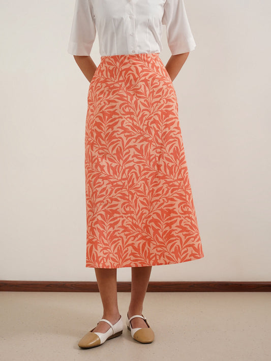 Cotton A-Line Skirt - Peach
