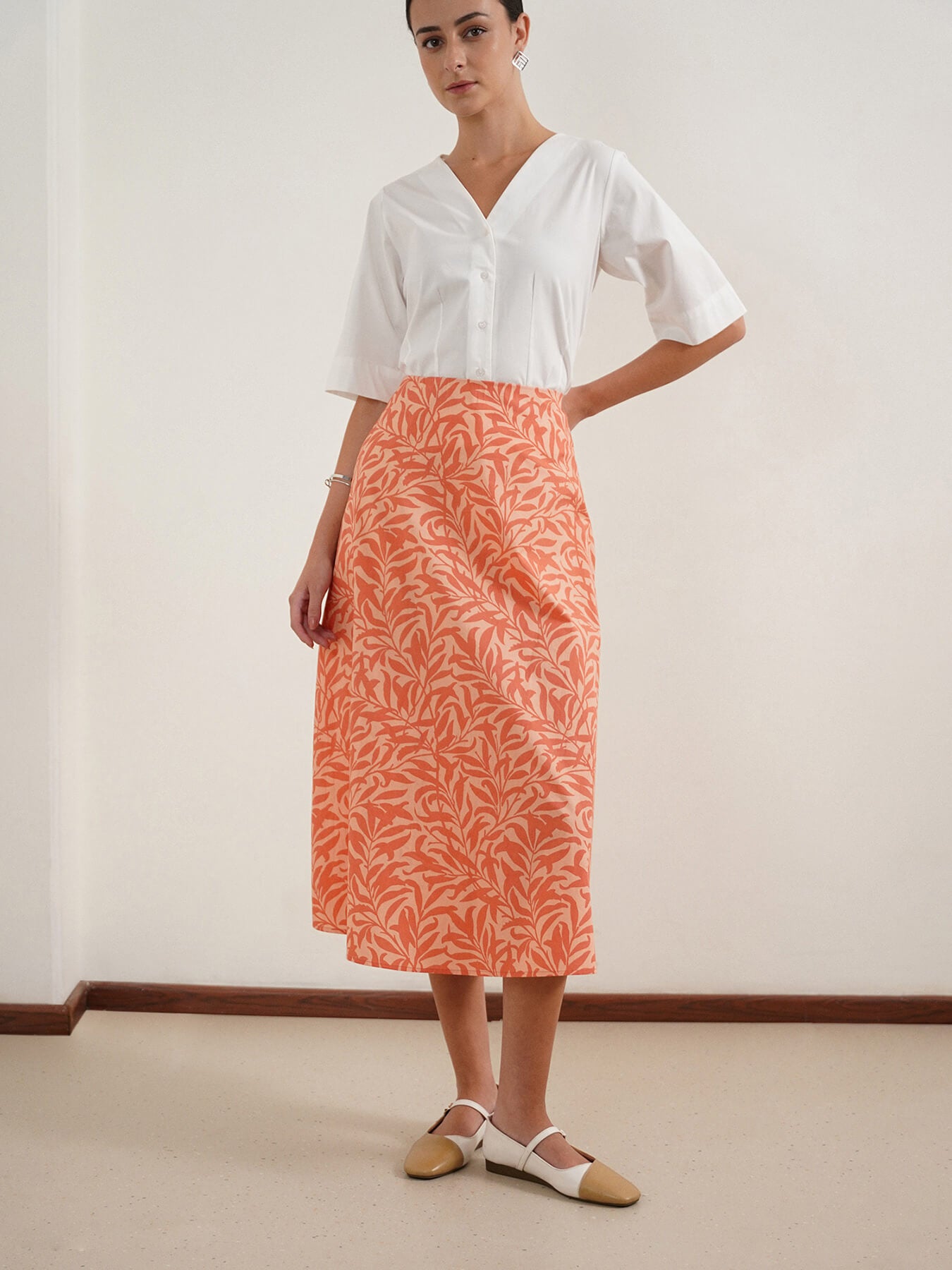 Cotton A-Line Skirt - Peach