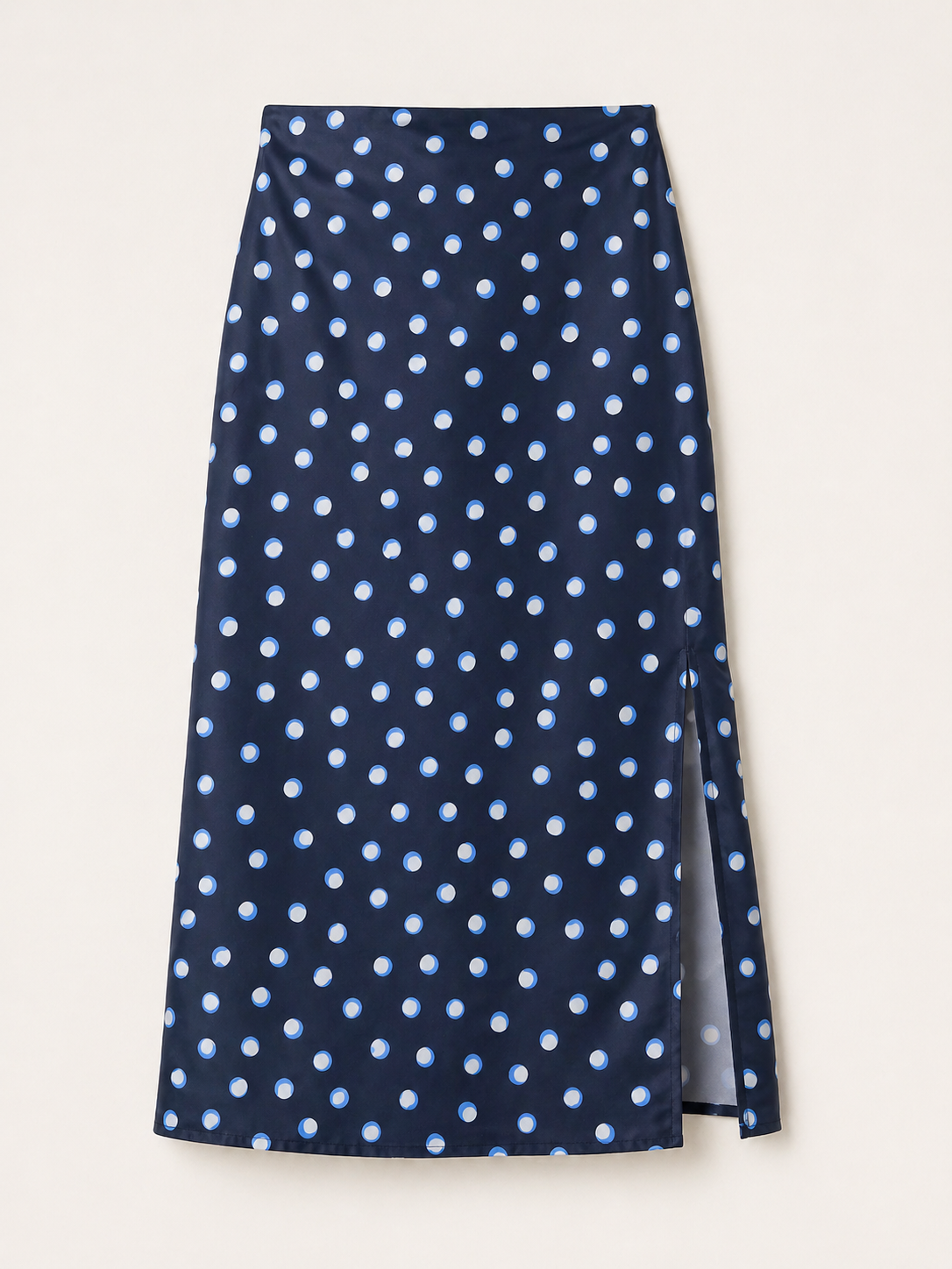 Satin Polka Dot Skirt - Navy Blue