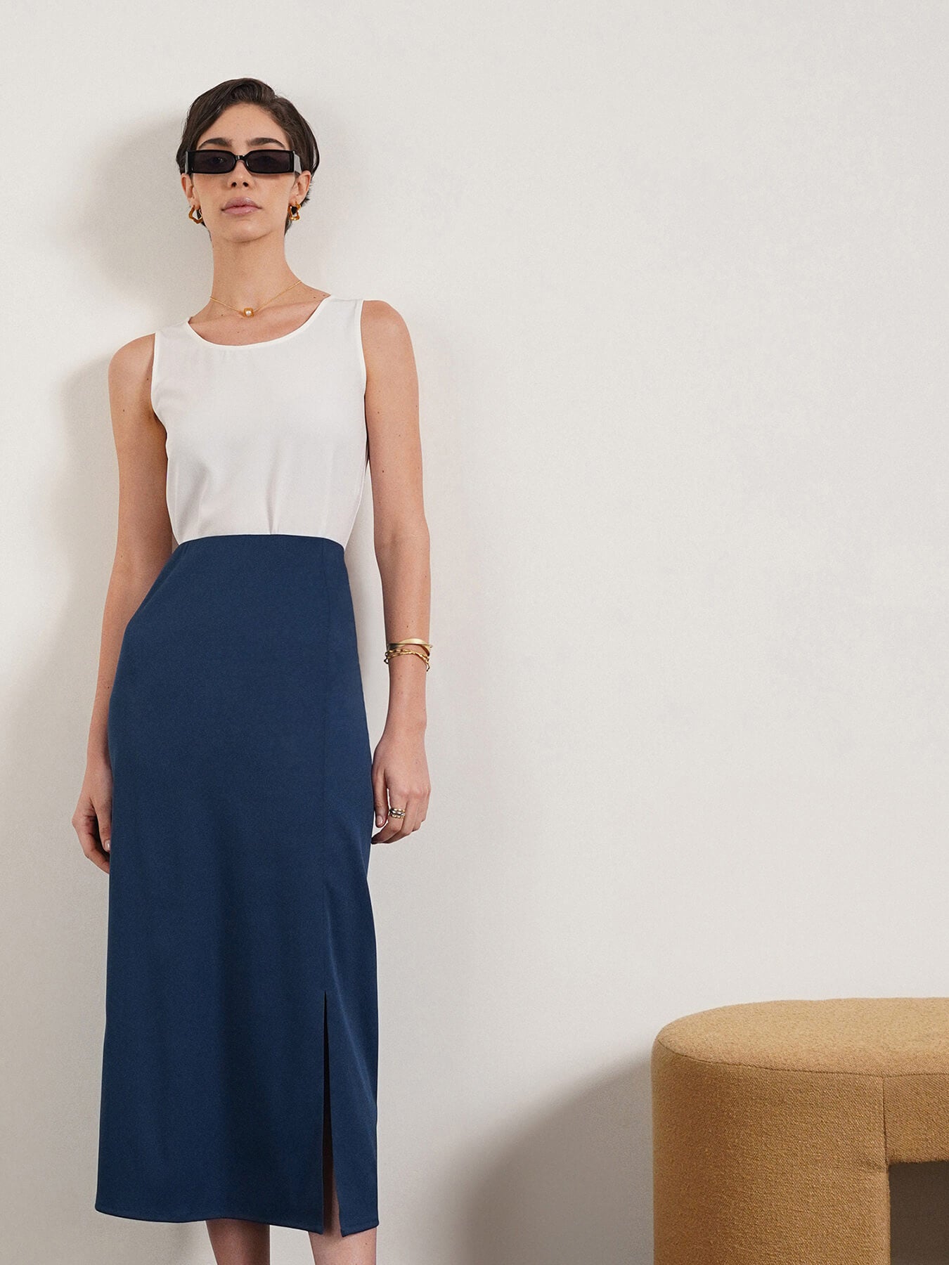 High-Rise A-Line Skirt - Blue