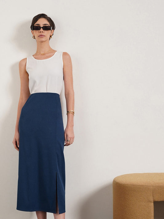 High-Rise A-Line Skirt - Blue