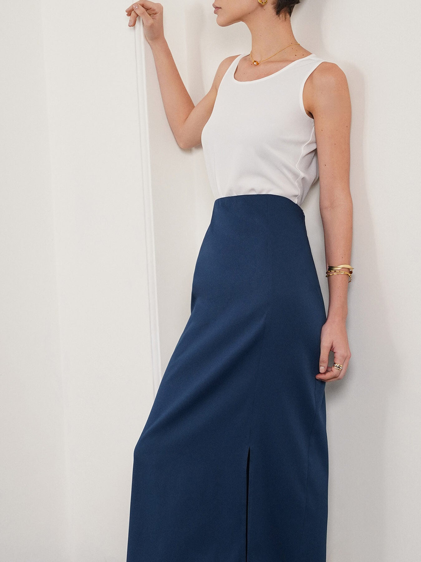High-Rise A-Line Skirt - Blue