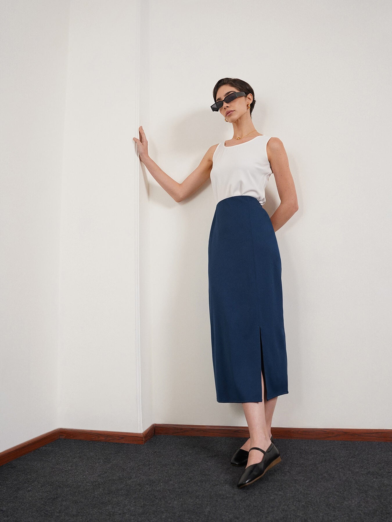 High-Rise A-Line Skirt - Blue