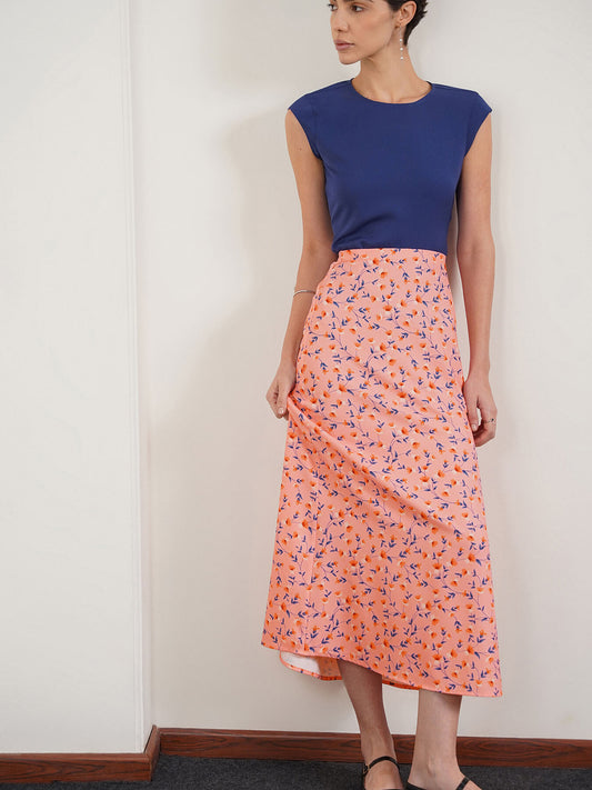 High-Rise A-Line Skirt - Peach