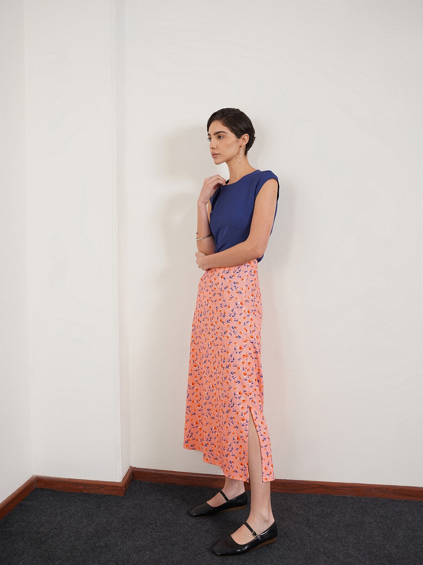 High-Rise A-Line Skirt - Peach