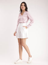 Front Pleated Shorts - White