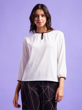 Round Neck Top - White And Black