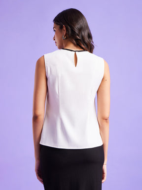 Crew Neck Colour Block Top - White And Black