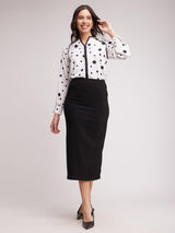 Polka Print Top - Off White And Black