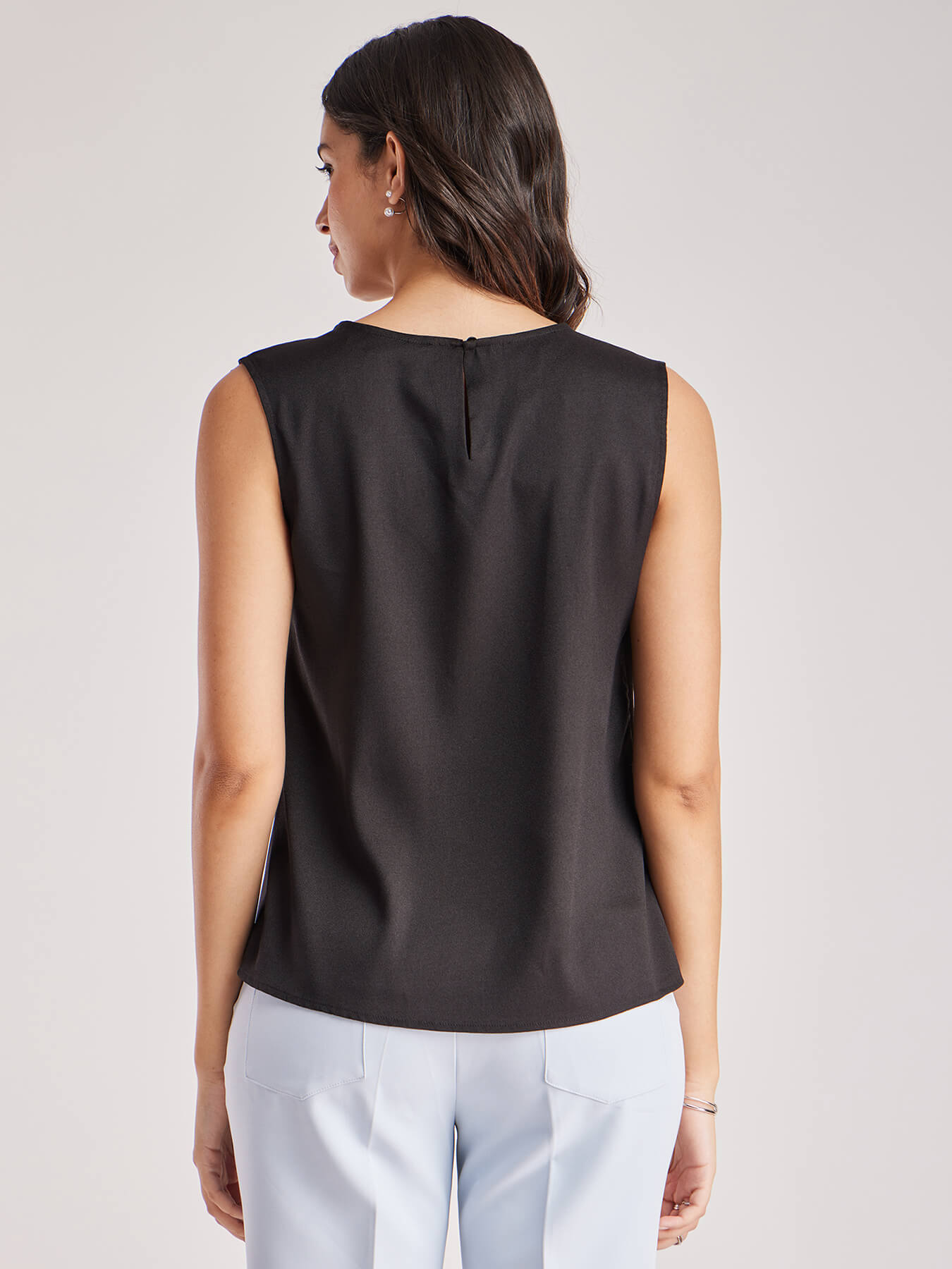 Draped Sleeveless Top - Black