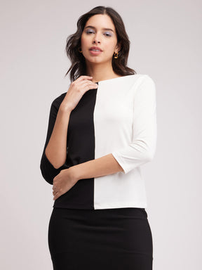 Colour Block Top - White And Black
