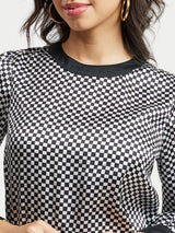 Geometric Print Top - White And Black