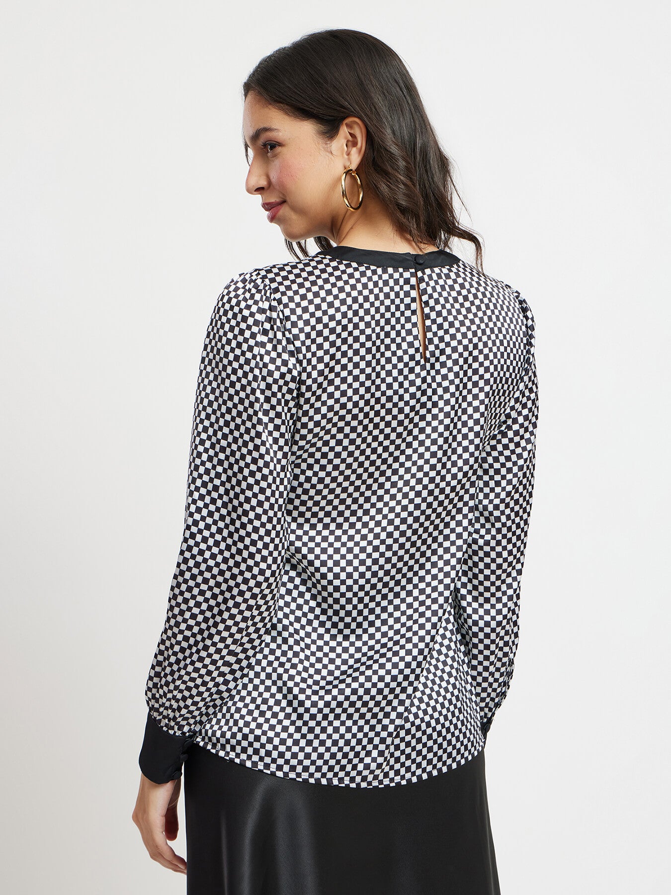 Geometric Print Top - White And Black