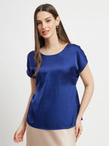 Satin Drop Shoulder Top - Navy