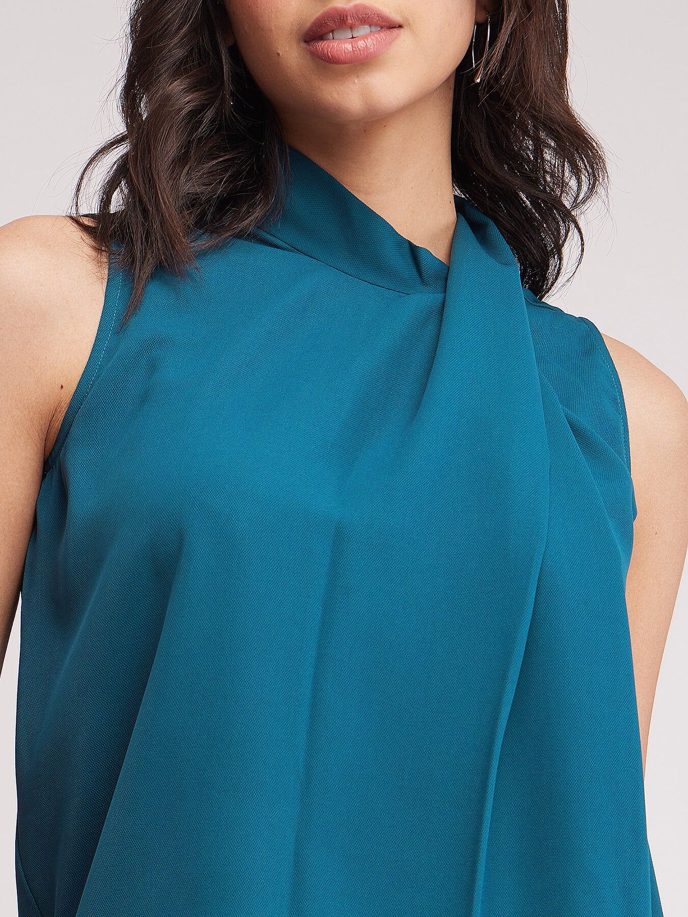 Pleat Detail Sleeveless Top - Teal