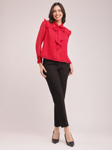 Chiffon Tie-up Top - Red