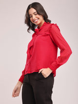 Chiffon Tie-up Top - Red