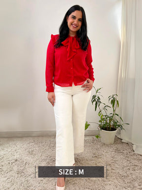 Chiffon Tie-up Top - Red