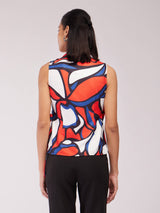 Abstract Print Wrap Top - Orange