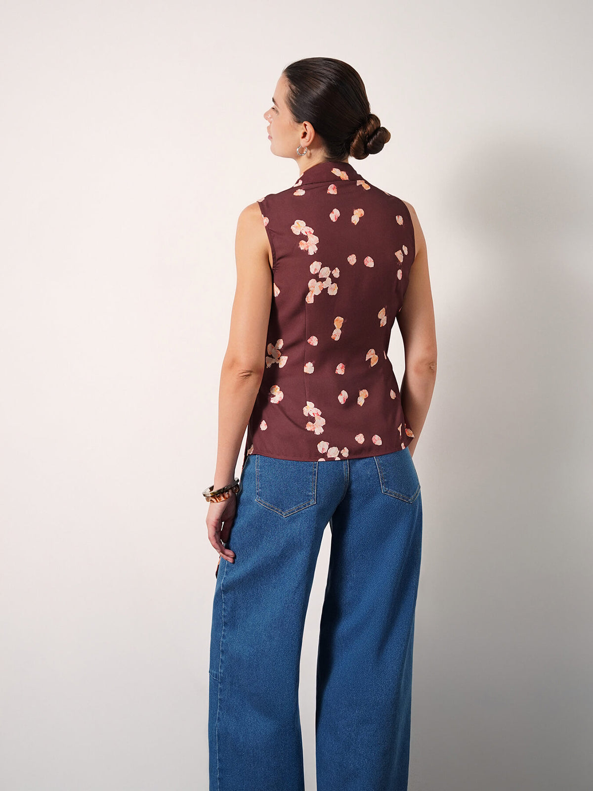 Floral Wrap Top - Maroon