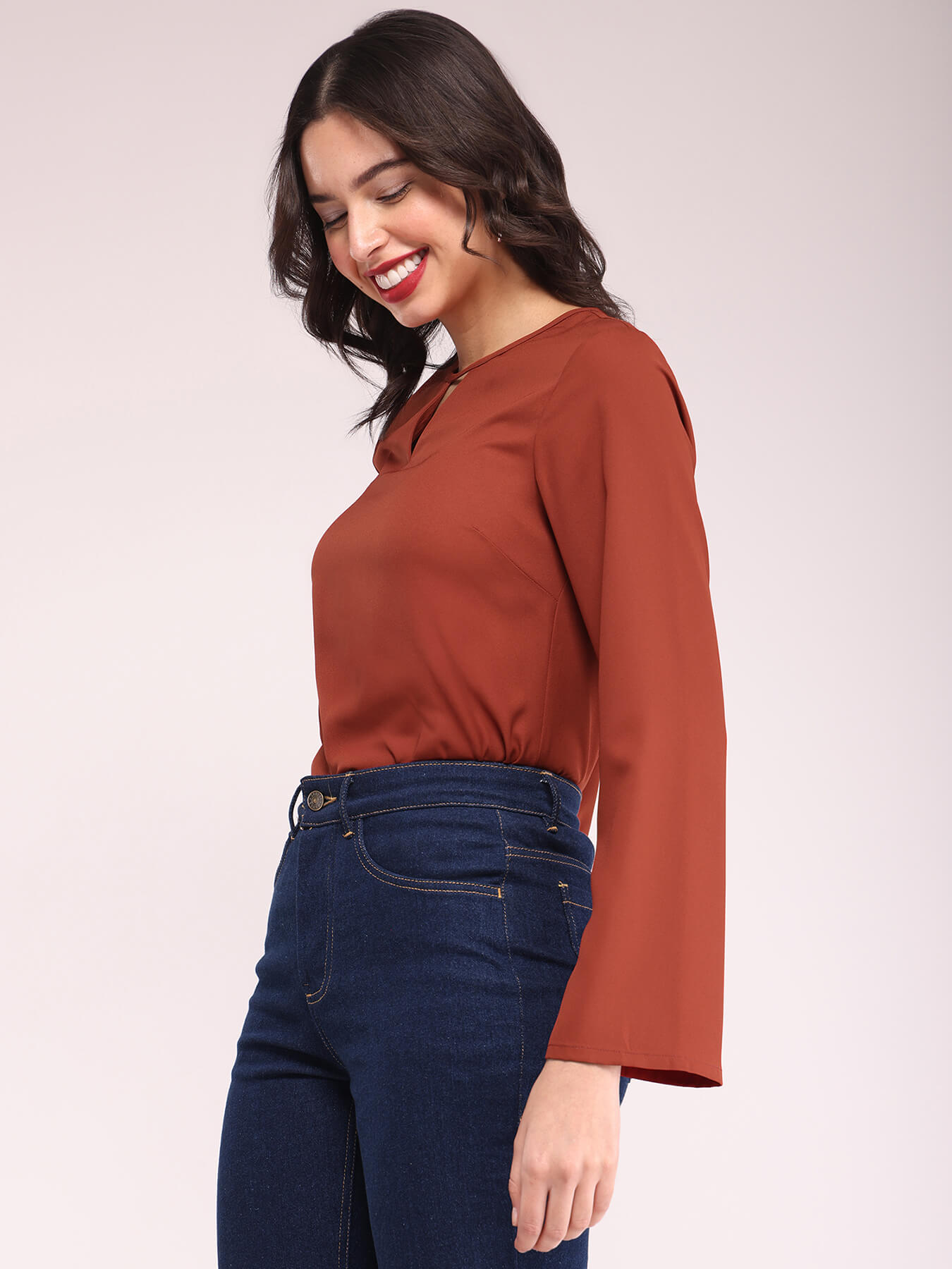 Bell Sleeves Top - Rust