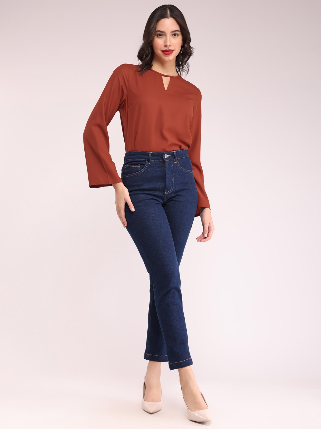 Bell Sleeves Top - Rust