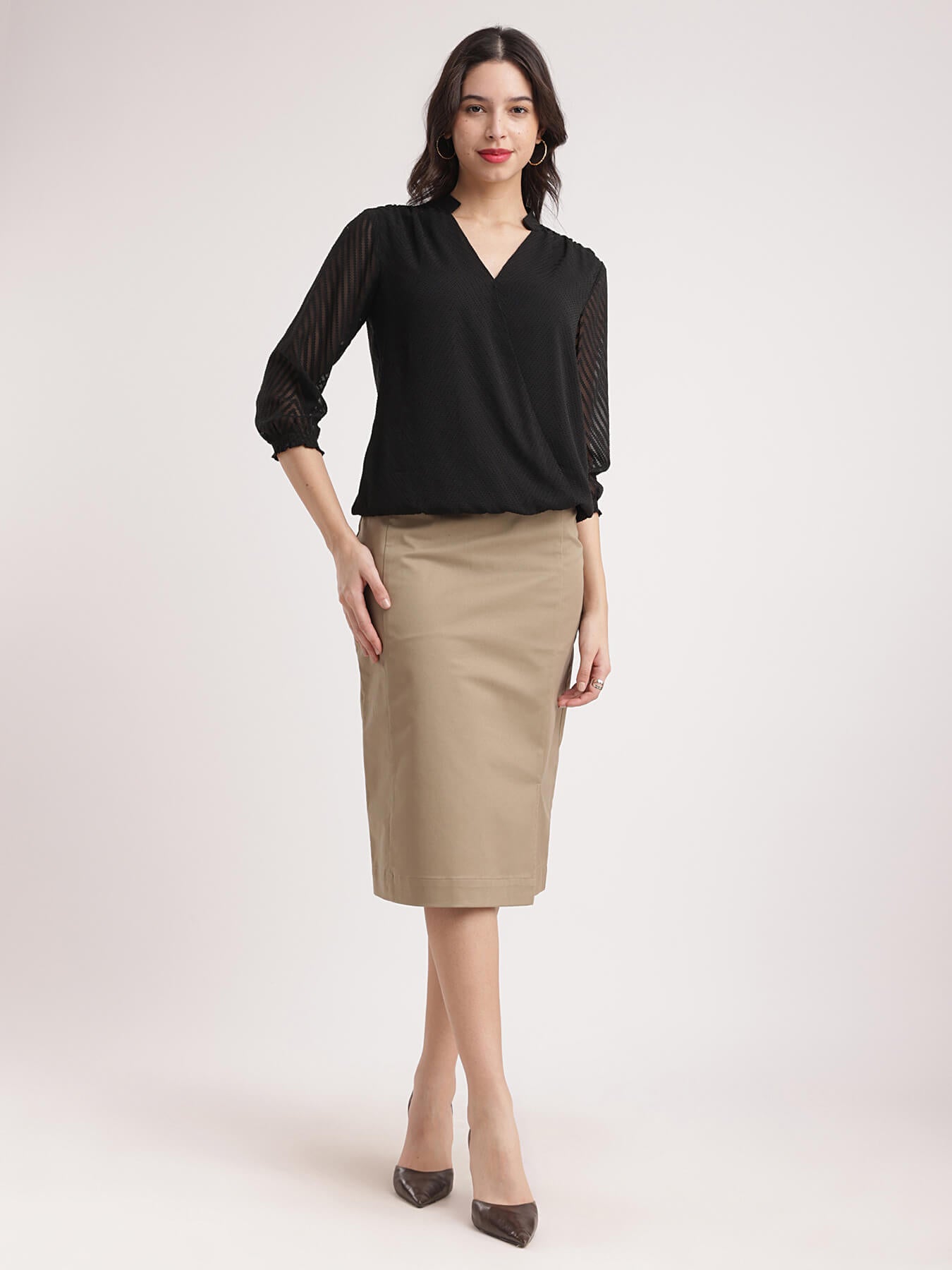Ruffle Sleeves Top - Black