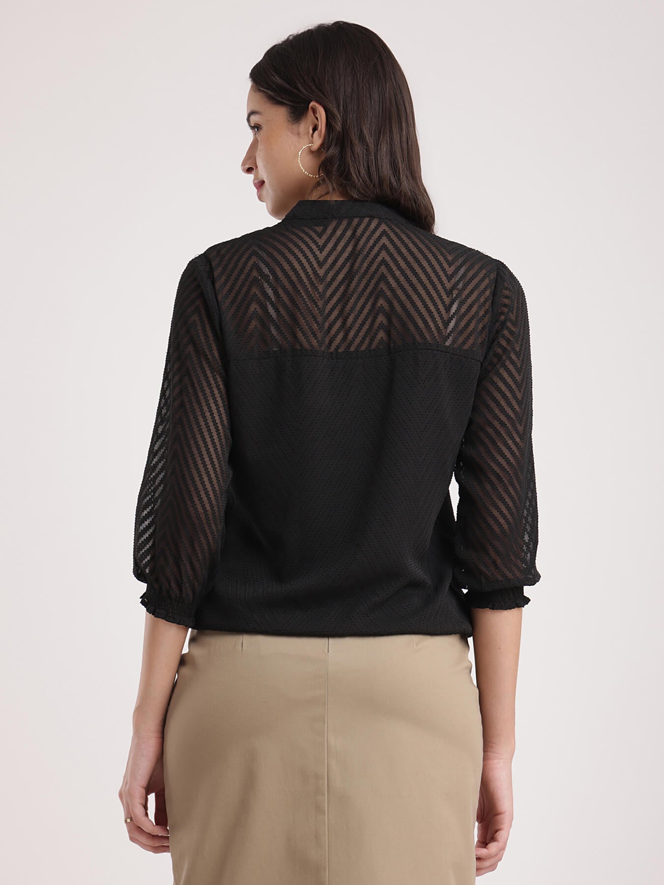 Ruffle Sleeves Top - Black