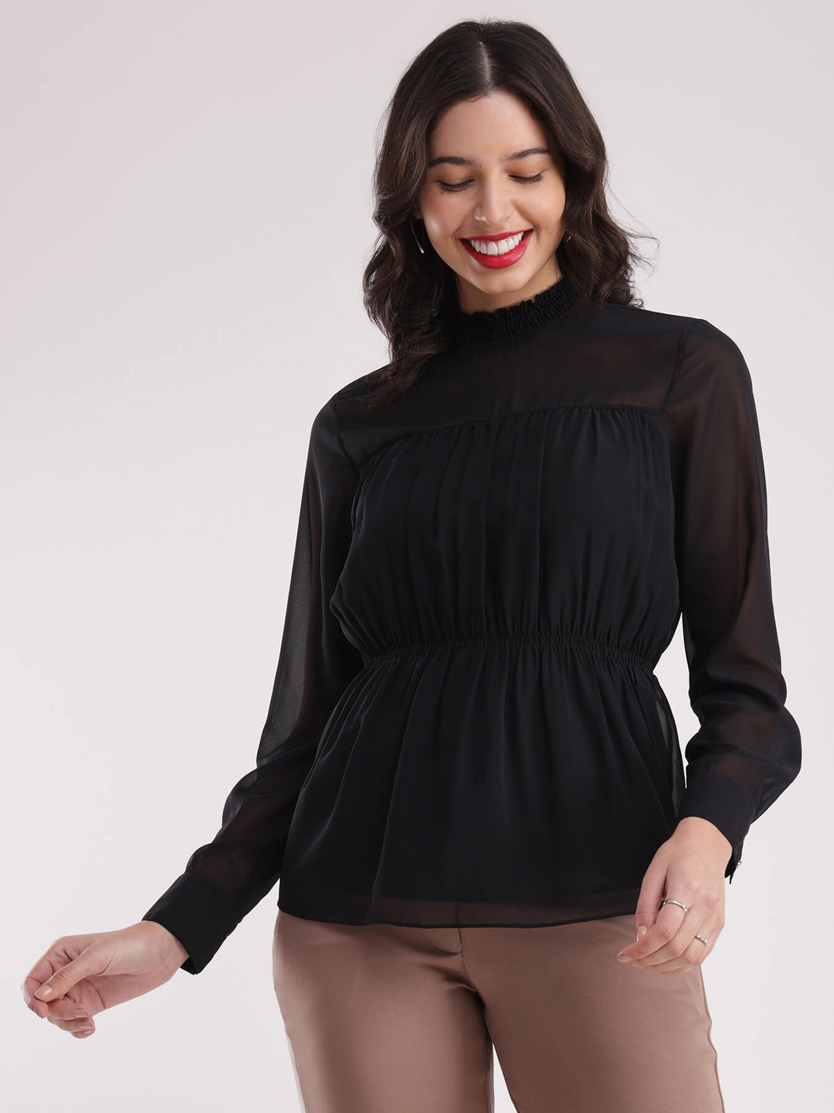 High Neck Top - Black