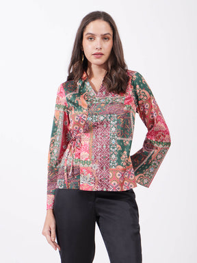 Satin Wrap Top - Multicolour