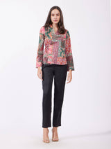 Satin Wrap Top - Multicolour