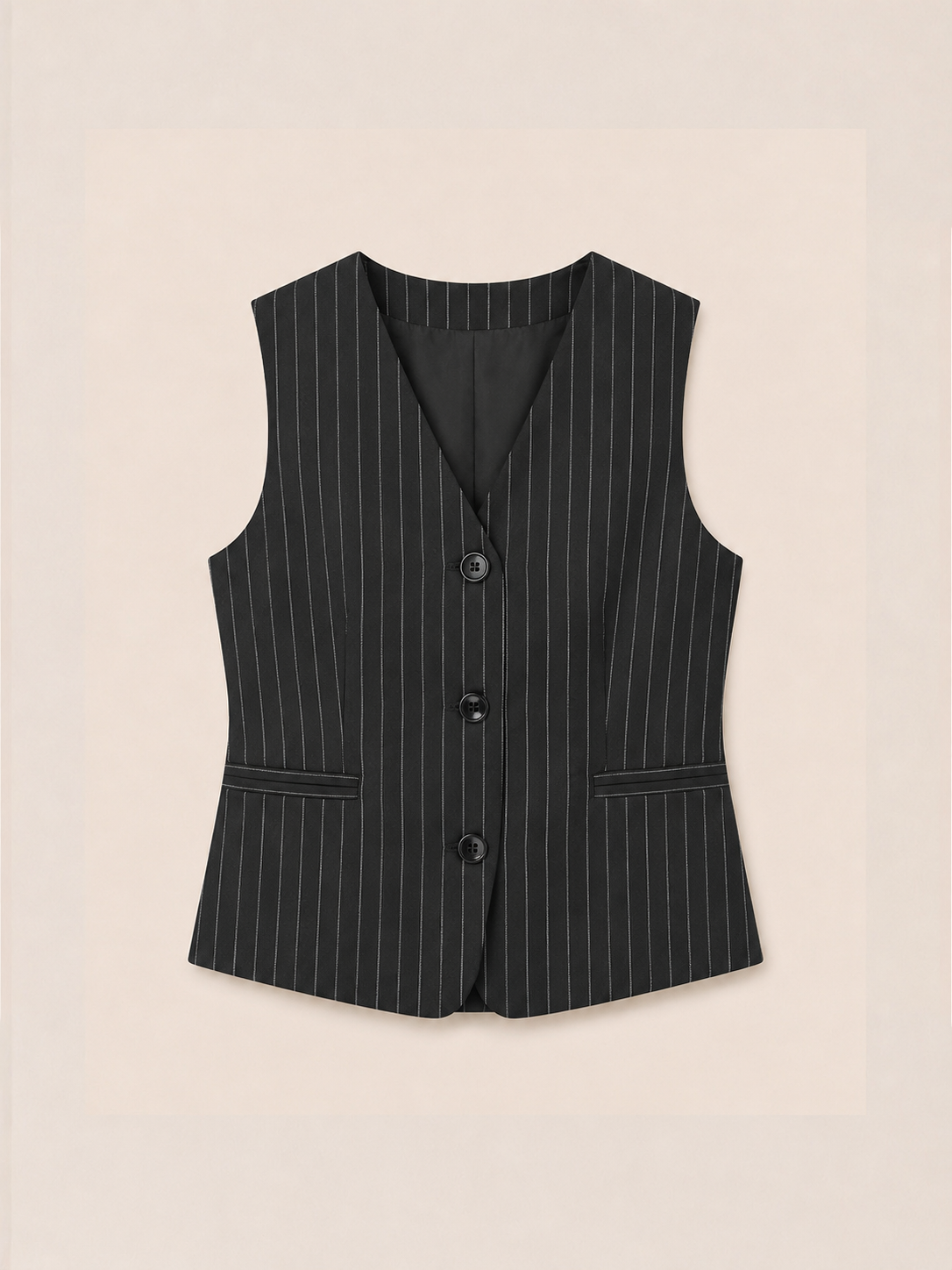 Woven Stripes Waistcoat - Black And White