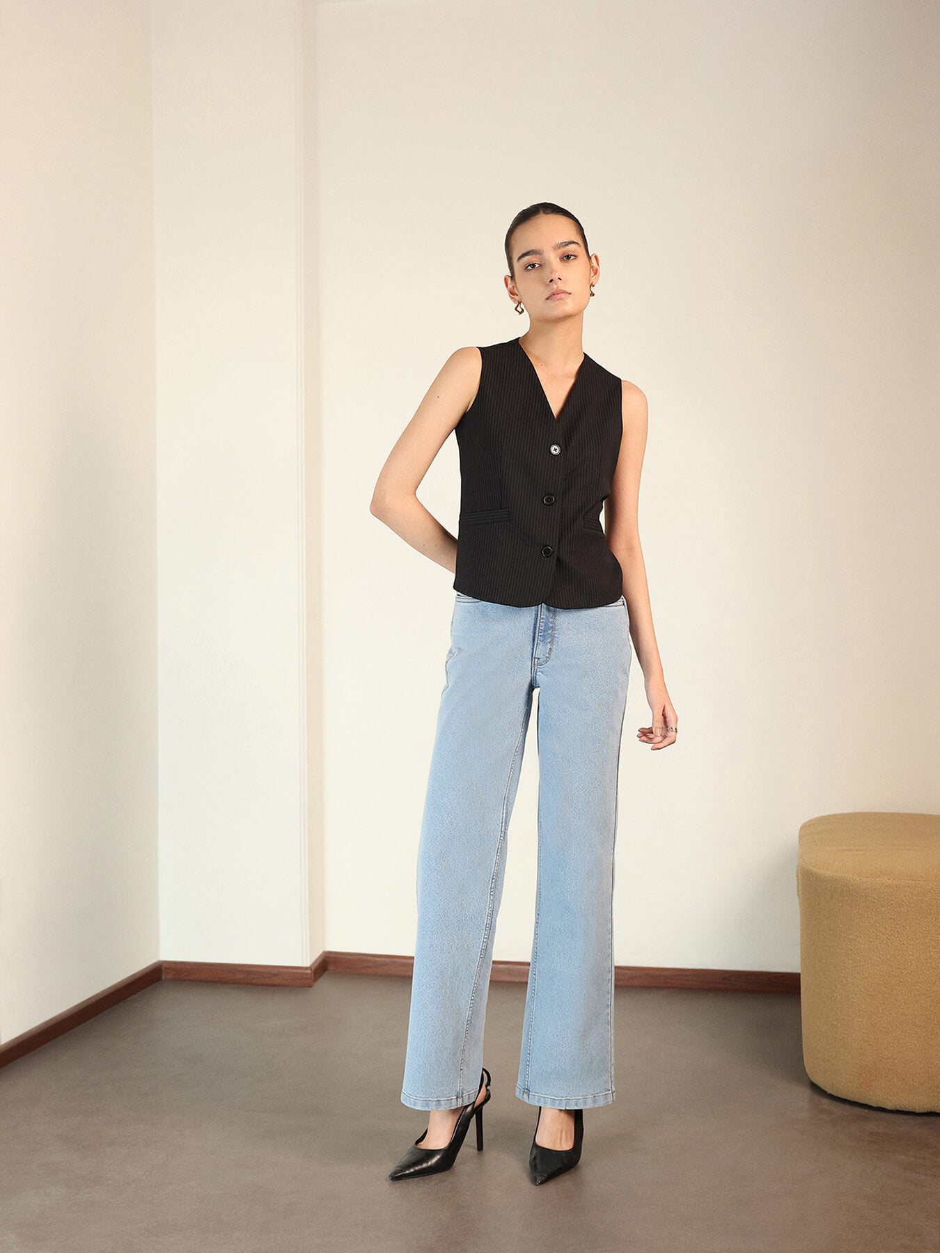 Striped Waistcoat - Black