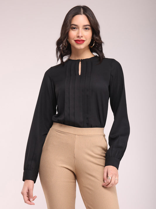 Pleat Detail Top - Black