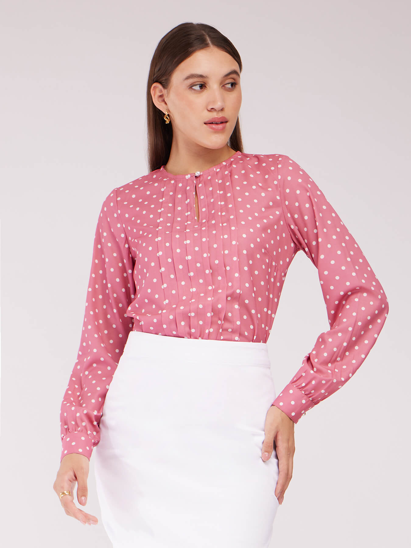 Polka Dot Top - Dusty Pink