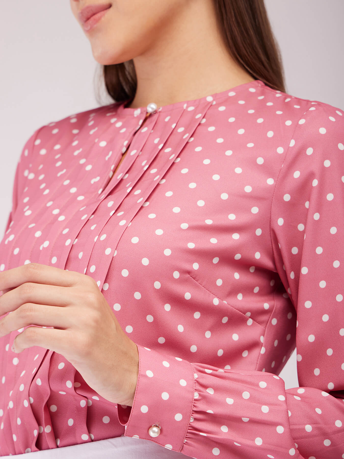 Polka Dot Top - Dusty Pink