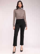 High Neck Side Placket Top - Grey