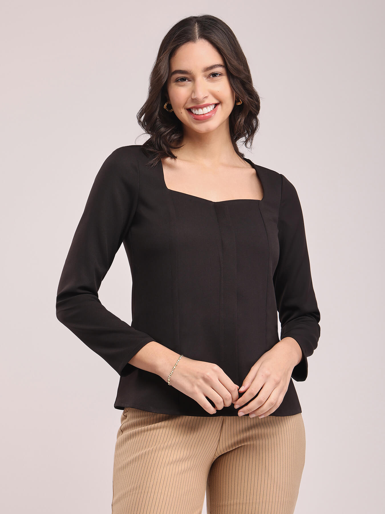 Sweetheart Neck Top - Black