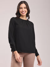 Front Pleat Top - Black